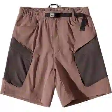 蓝岐 直筒拼接工装口袋户外撞色软壳五分休闲短裤 男女同款
