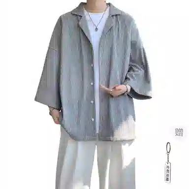 沐诚阳译 美式复古学院风慵懒休闲百搭落肩翻领日常通勤服饰美式高级感速干轻薄透气休闲通勤短袖衬衫 男女同款
