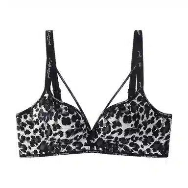 二三二三 透气吸汗聚拢有型防下垂胸罩亲肤柔软抑菌舒适侧收副乳内衣性感豹纹字母纯欲美背时尚百搭日常通勤运动文胸 女款