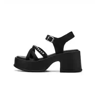 金佰川 合成革 外穿休闲百搭时尚松糕底 一字带凉鞋 女