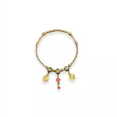 大唐国鼎 五彩呈祥如意新中式简约时尚小众设计国潮宫廷风精致纹理招财纳福旺事业学业财运 好运 织物 手链 女款