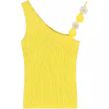 木清清 花朵斜肩针织女夏季泰式甜辣风紧身短款不规则上衣外穿吊带 女款