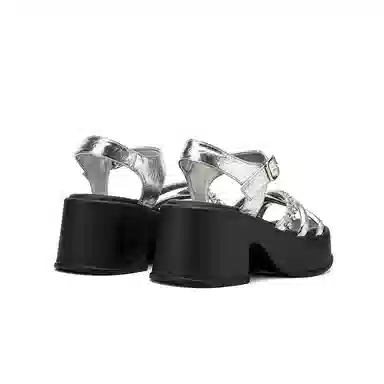 金佰川 合成革 外穿休闲百搭时尚松糕底 一字带凉鞋 女