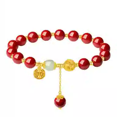 福茹记 锦年鸿运 本命红镂空转运珠流苏如意牌 新中式国潮风高级感小众设计日常百搭手饰品 诸事顺利#好运再造辰砂 朱砂 手串 女款