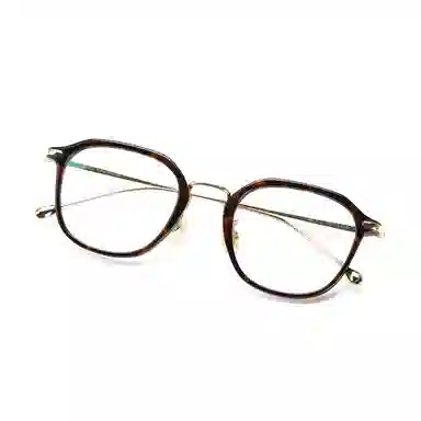 【可配度数】 青雉作 日杂封面款中金高定贝母鼻托镜框小众精致六边形超轻量化近视眼镜 β钛板材 方形 光学镜架 女款 玳瑁色日本灰黑色