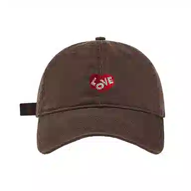 加菲猫家族 春夏字母爱心刺绣软顶百搭大头围女显脸小男韩版户外运动遮阳防晒 棉 鸭舌帽 男女同款情侣款