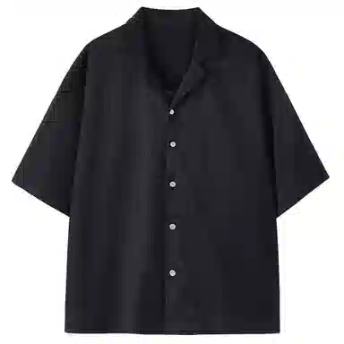 沐诚阳译 美式复古学院风慵懒休闲百搭落肩翻领日常通勤服饰美式高级感速干轻薄透气休闲通勤短袖衬衫 男女同款