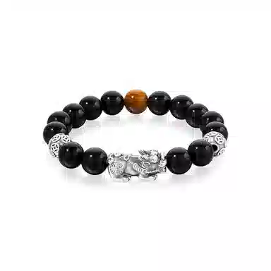 佐卡伊 国潮貔貅 千古瑞兽天赐福禄 复古新中式国潮简约大方小众百搭日常通勤#好运 黑曜石 玉石手链 男女同款情侣款