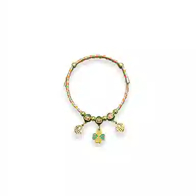 大唐国鼎 五彩呈祥如意新中式简约时尚小众设计国潮宫廷风精致纹理招财纳福旺事业学业财运 好运 织物 手链 女款