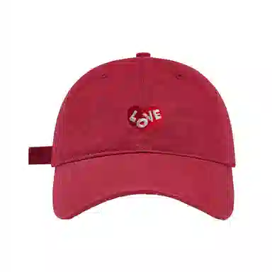 加菲猫家族 春夏字母爱心刺绣软顶百搭大头围女显脸小男韩版户外运动遮阳防晒 棉 鸭舌帽 男女同款情侣款