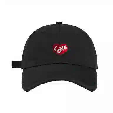 加菲猫家族 春夏字母爱心刺绣软顶百搭大头围女显脸小男韩版户外运动遮阳防晒 棉 鸭舌帽 男女同款情侣款