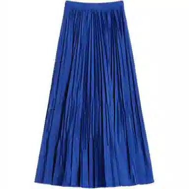 MaxMara Pleated High Waist Long Skirt Blue