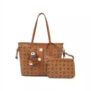 珍爱 老人头 时尚复古印花百搭通勤 合成革 子母包单肩包 女款 棕色/粉色