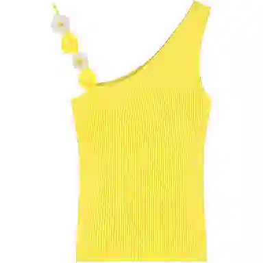 木清清 花朵斜肩针织女夏季泰式甜辣风紧身短款不规则上衣外穿吊带 女款