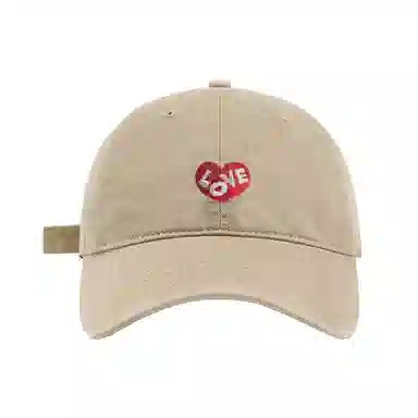 加菲猫家族 春夏字母爱心刺绣软顶百搭大头围女显脸小男韩版户外运动遮阳防晒 棉 鸭舌帽 男女同款情侣款
