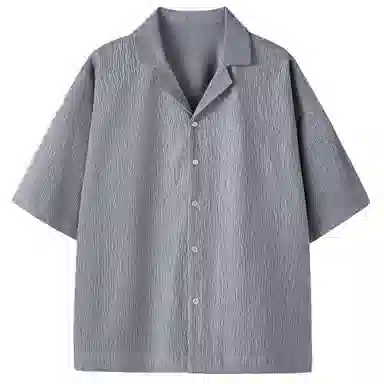 沐诚阳译 美式复古学院风慵懒休闲百搭落肩翻领日常通勤服饰美式高级感速干轻薄透气休闲通勤短袖衬衫 男女同款