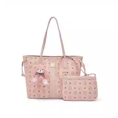 珍爱 老人头 时尚复古印花百搭通勤 合成革 子母包单肩包 女款 棕色/粉色