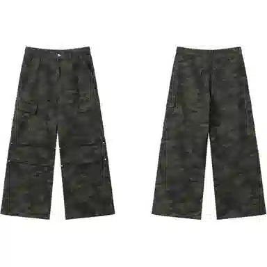 TURN TIDE Wide Leg Cargo Denim Pants