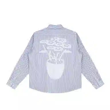 Vandy The Pink Striped Flower Button Up