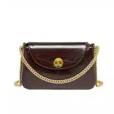 纳兰杜 女包百搭潮流高颜值女生包包精致优雅 牛皮革合成革 链条包小方包斜挎包单肩包 中号 女款 酒红色/子夜黑