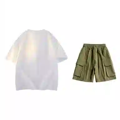 大卫贝肯 美式复古简约字母印花短袖潮流设计感舒适短裤休闲运动套装 男女同款