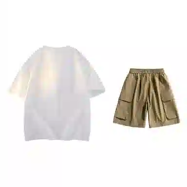 大卫贝肯 美式复古简约字母印花短袖潮流设计感舒适短裤休闲运动套装 男女同款