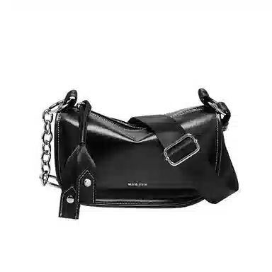 纳兰杜 女包潮流百搭女生包包高级感小众品牌 牛皮 枕头包单肩包斜挎包 中号 女款 子夜黑/棕色