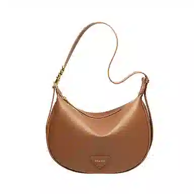 纳兰杜 女包百搭休闲潮流高级质感时尚包包 牛皮拼合成革 饺子包腋下包斜挎单肩包 大号 女款 米白拼杏/焦糖棕/子夜