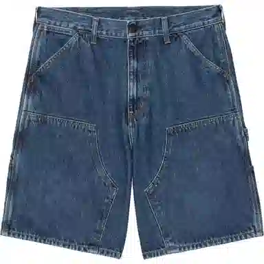 Carhartt WIP Logo Mid-Rise Zip Denim Shorts Blue