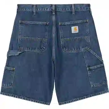 Carhartt WIP Logo Mid-Rise Zip Denim Shorts Blue