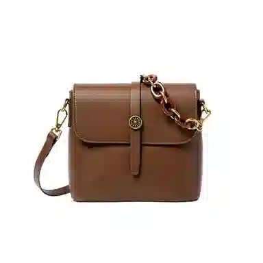 纳兰杜 时尚包包百搭款潮流品牌小众 牛皮真皮 单肩包链条包斜挎包 小号 女款 咖色