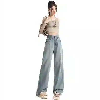 欧迪芬 美式复古高街潮流显高显瘦清凉宽松休闲牛仔裤 女款