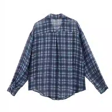 米子旗 复古格子长袖宽松叠穿慵懒薄款衬衫 女款