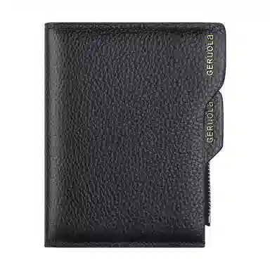 歌若拉 可抽证件包二合一荔枝纹简约实用 头层牛皮 钱包 男款 经典黑/咖啡色