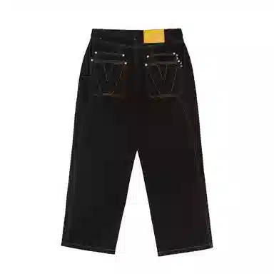 Vandy The Pink Contrast Raw Denim Pants