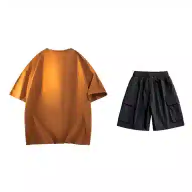 大卫贝肯 美式复古简约字母印花短袖潮流设计感舒适短裤休闲运动套装 男女同款