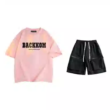 大卫贝肯 美式复古简约字母印花短袖潮流设计感舒适短裤休闲运动套装 男女同款