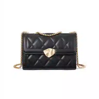 红蜻蜓 百搭少女包法式小香风通勤链条包时尚菱格包 聚氨酯拼合成革 单肩包腋下包手提包斜挎包 女款 黑色/米白色