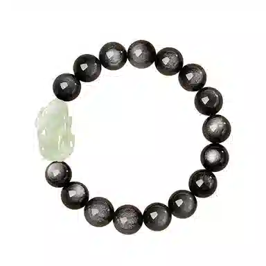 【玉见貔貅】 熊银匠 八方来财 吉祥如意 招财好运 福运满满 新中式国潮银曜石转运珠 简约大气 男朋友 父亲 黑曜石 手串 男女同款情侣款