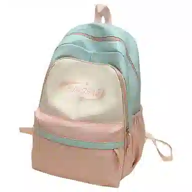 泰格奴 撞色系轻便百搭背包气质高级感潮流时尚初中高中大学生上课书包 尼龙 双肩包 男女同款情侣款 粉色/蓝色/红色/棕色