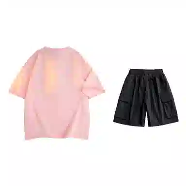 大卫贝肯 美式复古简约字母印花短袖潮流设计感舒适短裤休闲运动套装 男女同款