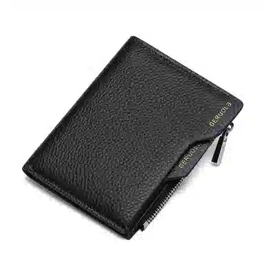 歌若拉 可抽证件包二合一荔枝纹简约实用 头层牛皮 钱包 男款 经典黑/咖啡色