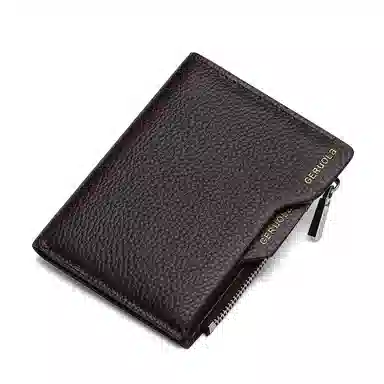 歌若拉 可抽证件包二合一荔枝纹简约实用 头层牛皮 钱包 男款 经典黑/咖啡色