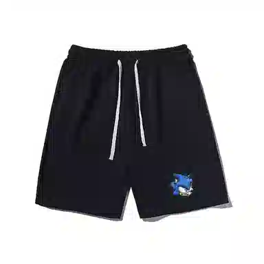 乱步 动漫简约蓝猫印花设计百搭宽松阔腿舒适运动基础休闲短裤 男女同款
