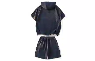 王者荣耀 鲁班七号星空梦想款 泡泡纱格子工装机能风半拉链美式连帽高街多口袋宽松落肩舒适户外通勤百搭五分短裤休闲运动套装 男女同款