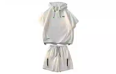 王者荣耀 鲁班七号星空梦想款 泡泡纱格子工装机能风半拉链美式连帽高街多口袋宽松落肩舒适户外通勤百搭五分短裤休闲运动套装 男女同款