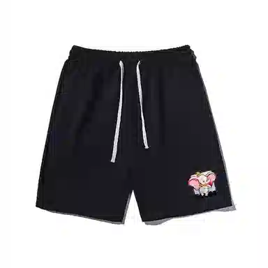 乱步 美式卡通简约小象印花设计百搭宽松阔腿舒适运动基础休闲短裤 男女同款