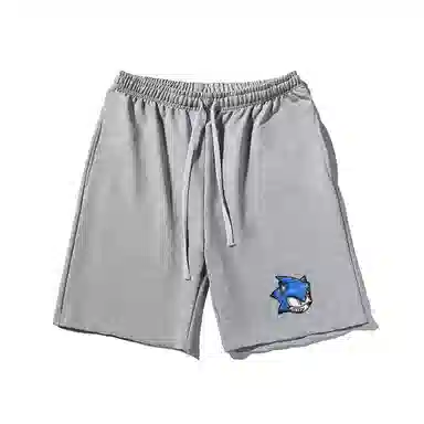 乱步 动漫简约蓝猫印花设计百搭宽松阔腿舒适运动基础休闲短裤 男女同款