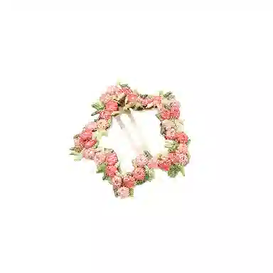 如花梦 粉色爱心花朵高级感后脑勺盘发鲨鱼 亚克力 发夹 女款