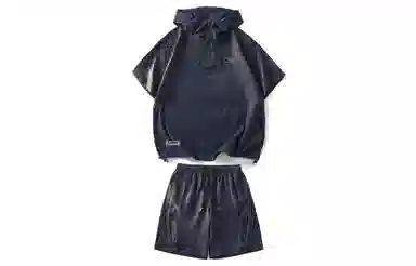 王者荣耀 鲁班七号星空梦想款 泡泡纱格子工装机能风半拉链美式连帽高街多口袋宽松落肩舒适户外通勤百搭五分短裤休闲运动套装 男女同款